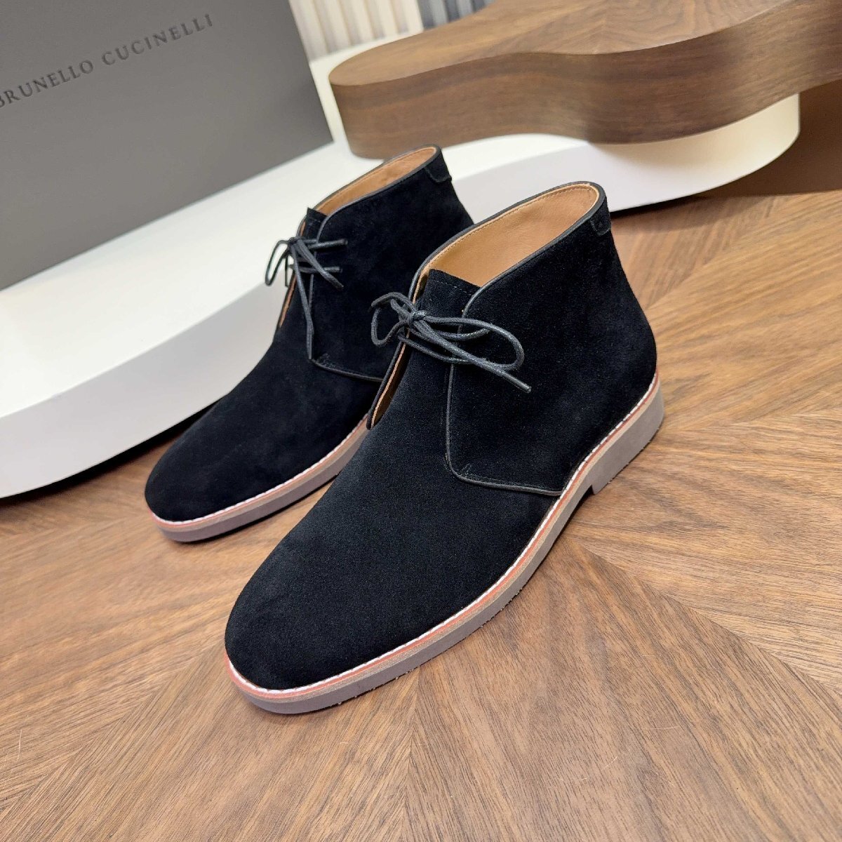 ブラック26.0cm★送料無料★ブルネロクチネリ★メンズスエードデザートブーツ, 本革スエード, レースアップ, カジュアルビジネス ラバーソ拍卖