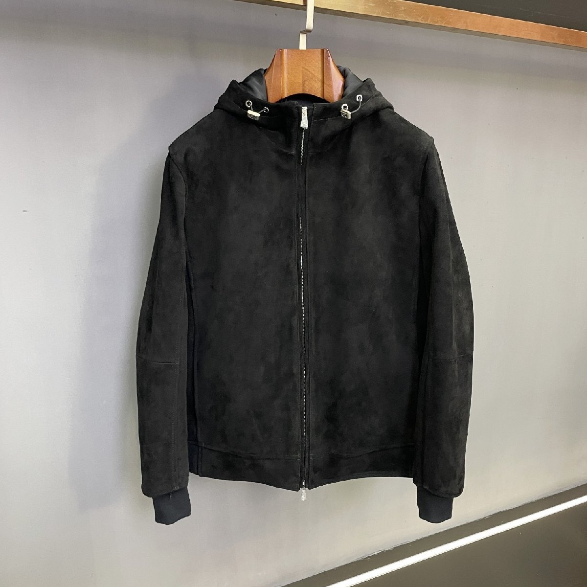 ブラックXL★送料無料★ブルネロクチネリ メンズスエードレザー フーディージャケット拍卖