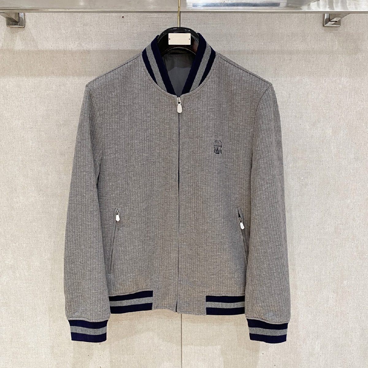 グレーXL★送料無料★ブルネロクチネリ★メンズベーシック ジップアップ ボンバージャケット, カジュアル スポーツウェア拍卖