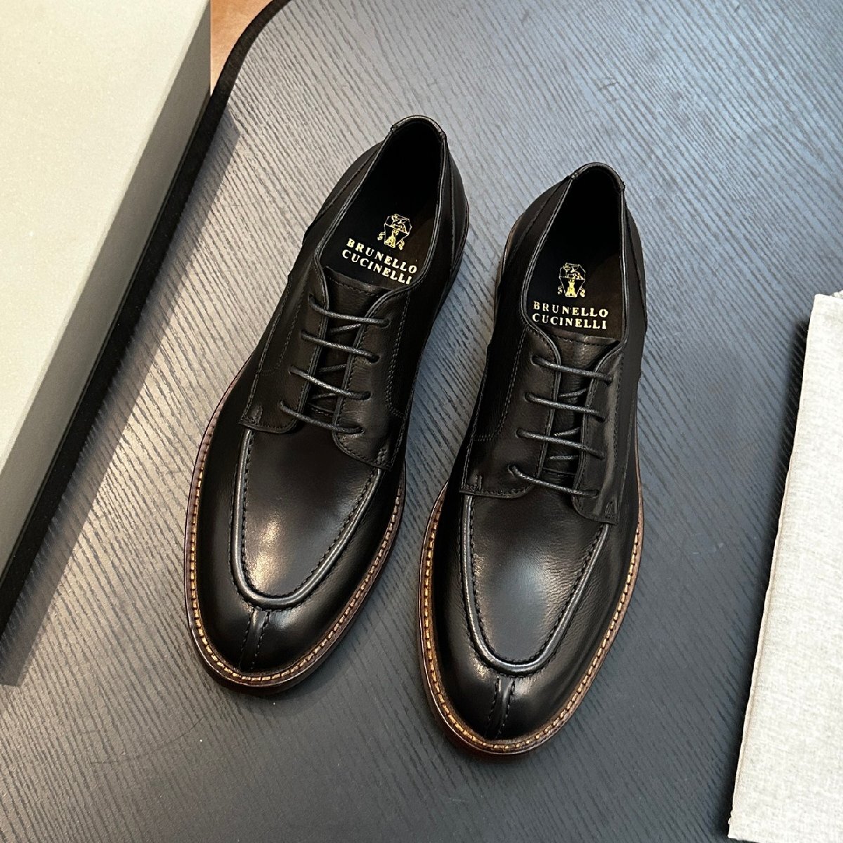 ブラック26.5cm★送料無料★BRUNELLO CUCINELLIメンズレザービジネスシューズ, 牛革アッパー, 通気性レザーライニング拍卖