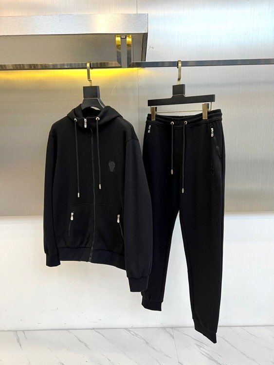 ブラックL【送料無料】★ブルネロクチネリ ★メンズスウェットセットアップ, フーディー&ジョガーパンツ, ,ジップアップ, サイドポケット付拍卖