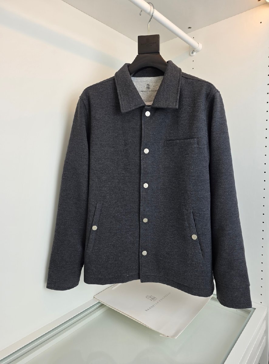 グレーL★数量限定★在庫限り【送料無料】★ブルネロ・クチネリ ★メンズ ウールブレンド カジュアルジャケット、シンプルデザイン、フロ拍卖