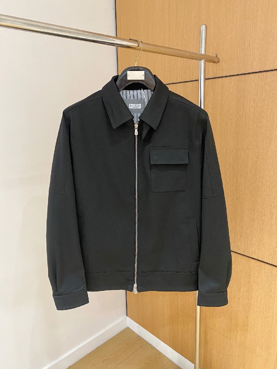 ブラックXL●数量限定●在庫限り【送料無料】ブルネロクチネリ メンズ ジップアップジャケット, ストライプ裏地付き, カジュアル拍卖