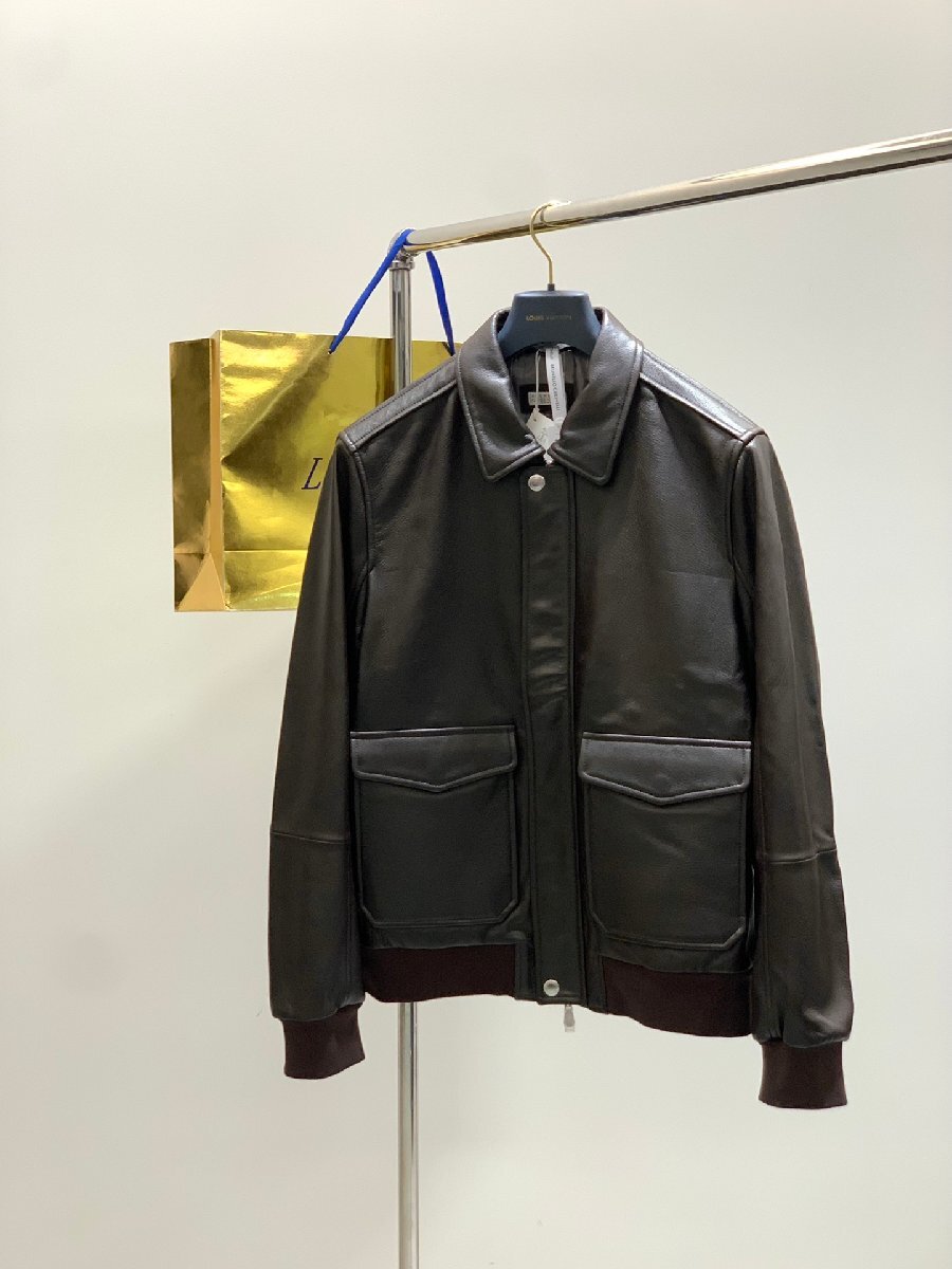 サイズXXL★送料無料★ブルネロクチネリ★ BRUNELLO CUCINELLI★メンズ レザージャケット, ラムスキン フライトジャケット, ダブルフロント拍卖