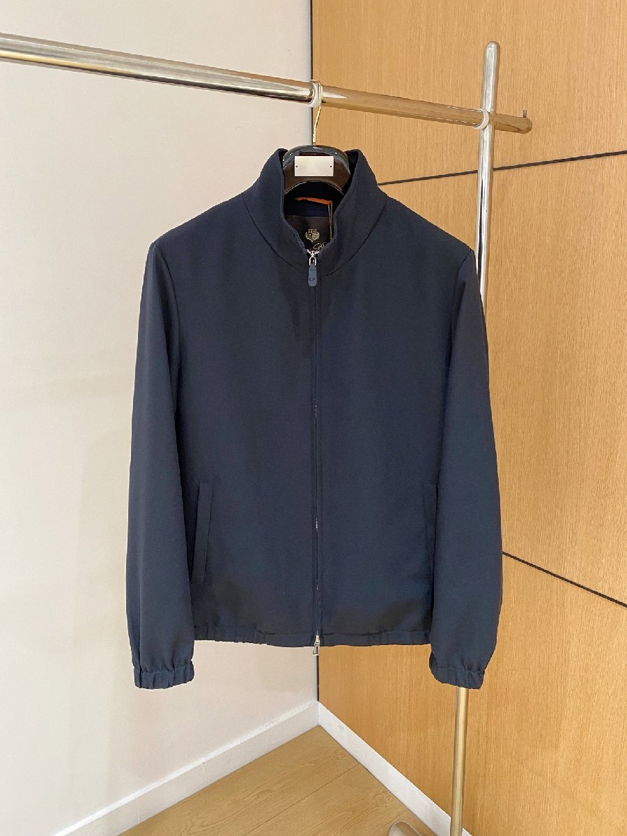 ネイビーXL★送料無料★ロロピアーナLoro Piana★メンズ リネンブレンドスタンドカラージャケット,カジュアルスタイル, 秋冬コレクション拍卖