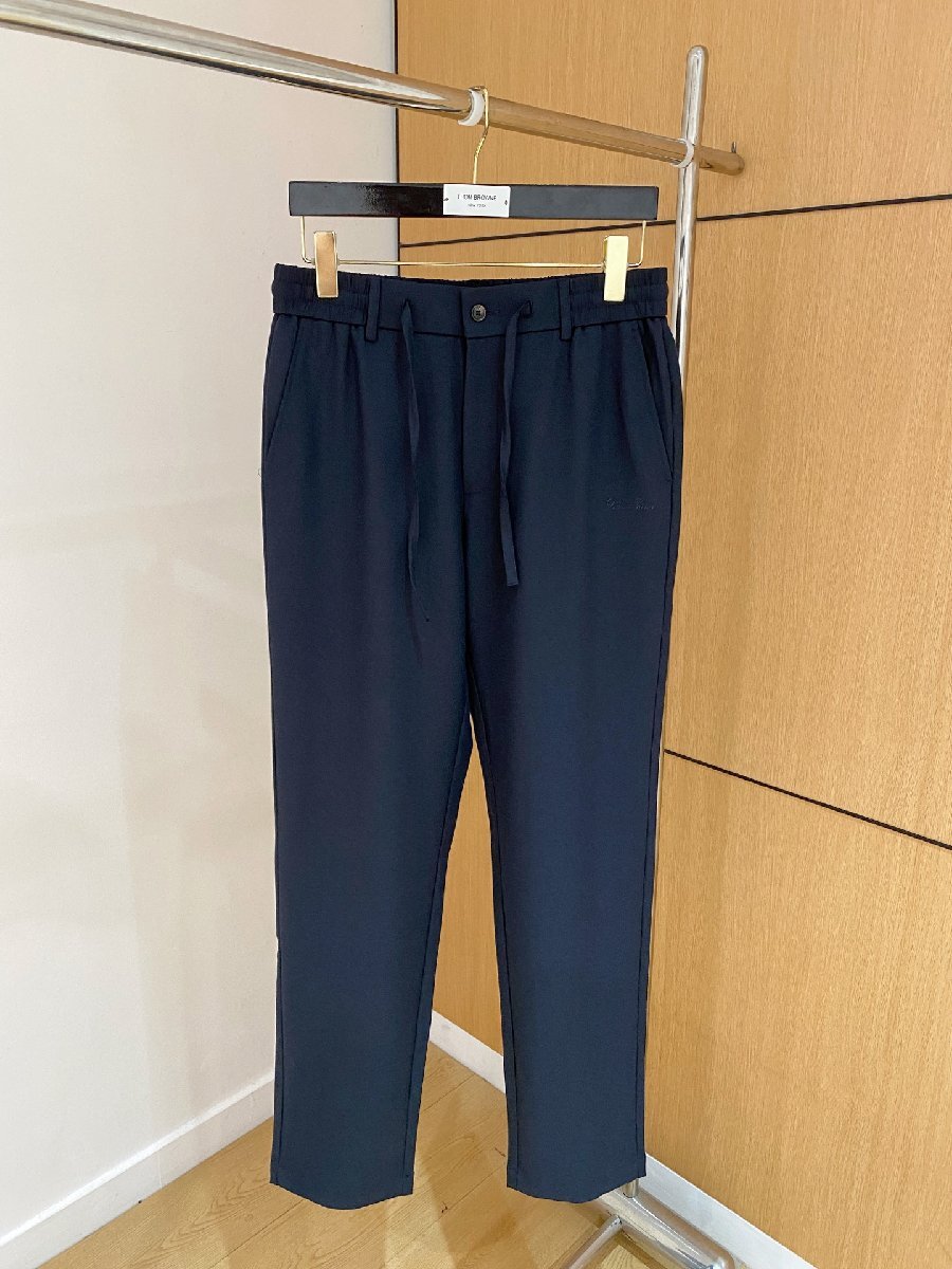 ネイビーXXL★送料無料★ロロピアーナLoro Piana★メンズ リネンブレンド カジュアルパンツ, ドローストリング付き, ストレートフィット拍卖