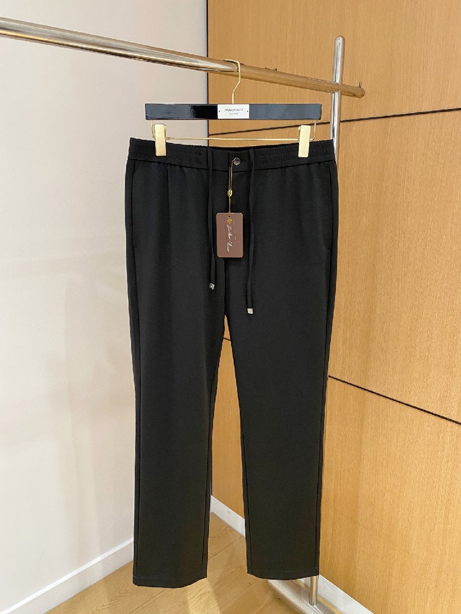 ブラックXXL●数量限定【送料無料】Loro Pianaロロピアーナメンズ リネンブレンド ドローストリング カジュアルパンツ, ストレートフィット拍卖