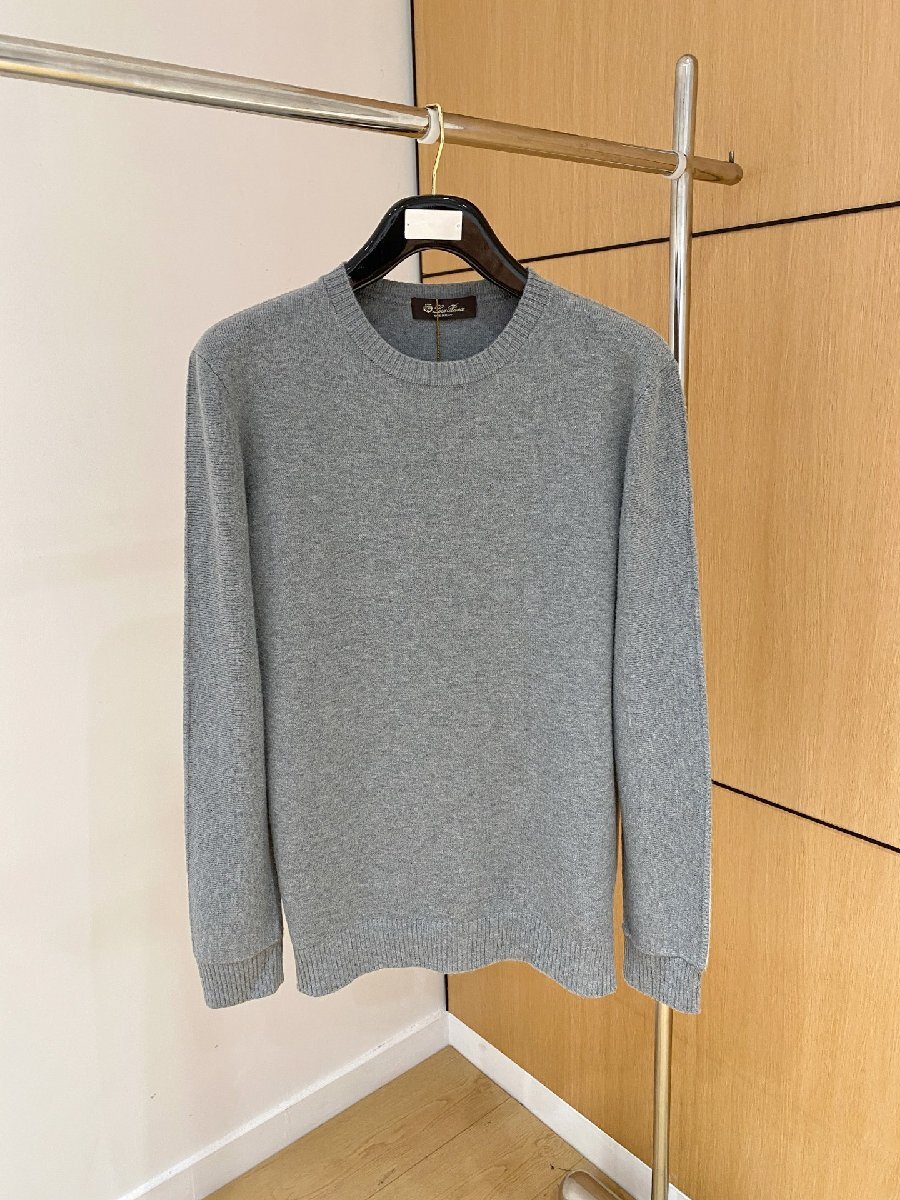 グレーXXL★送料無料★ロロピアーナLoro Piana★メンズ カシミヤ クルーネック セーター, 長袖, カジュアル, 2025年秋冬コレクション拍卖