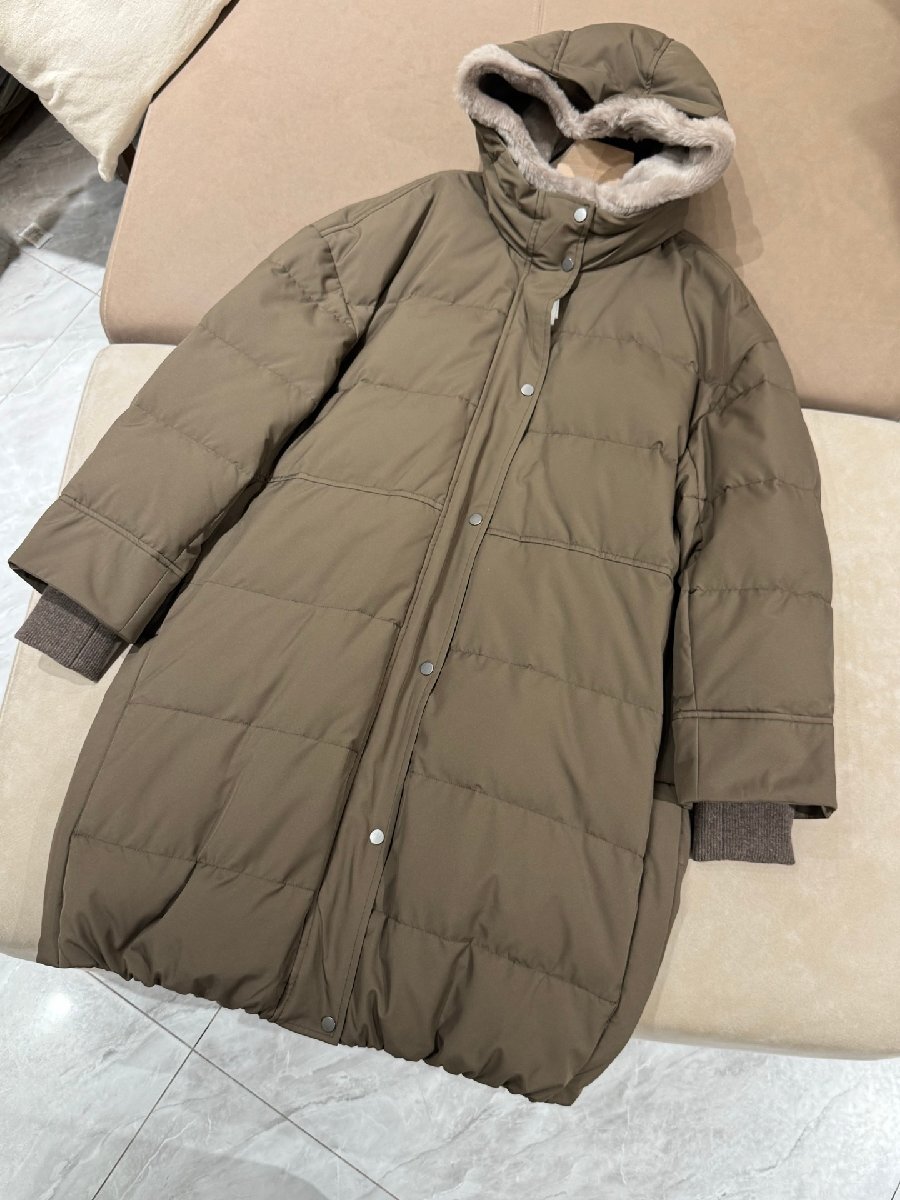 サイズ40★送料無料★ブルネロクチネリ★レディース ロング ダウンジャケット, フード付き, 取り外し可能ファー, グースダウン拍卖