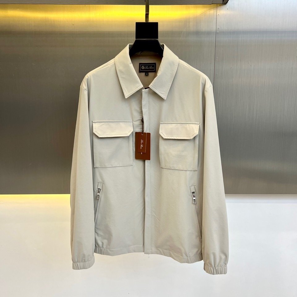 ベージュXXL★送料無料★ロロピアーナ Loro Pianaメンズ スポーツカジュアル ジャケット, ジップポケット付き, ビジネスカジュアル拍卖