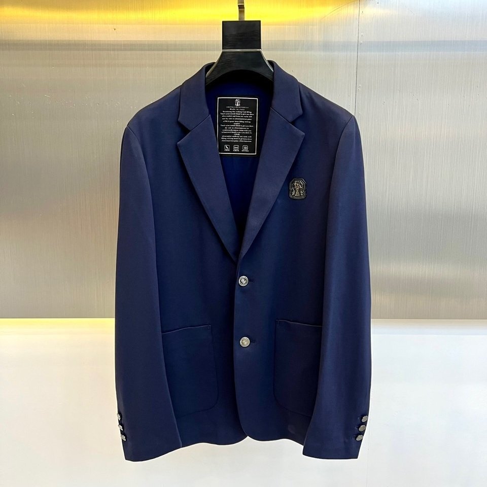 ネイビーXXL【送料無料】BRUNELLO CUCINELLIメンズ モダール混 ビジネスジャケット, 2ボタン, スリムフィット, カジュアルフォーマル拍卖