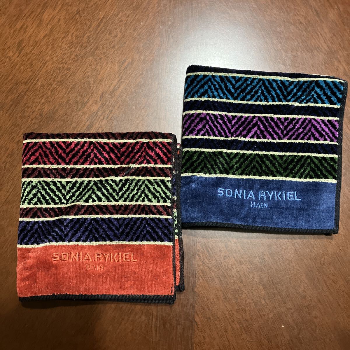 SONIA RYKIEL ソニアリキエル ゲストタオル 2枚セット 35㎝四方 シェリング加工 日本製拍卖