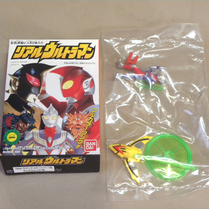 【箱開封 ビニール未開封】1990年代 当時物 バンダイ 食玩 リアルウルトラマン ウルトラマンティガ ガッツウィング1号 フィギュア拍卖
