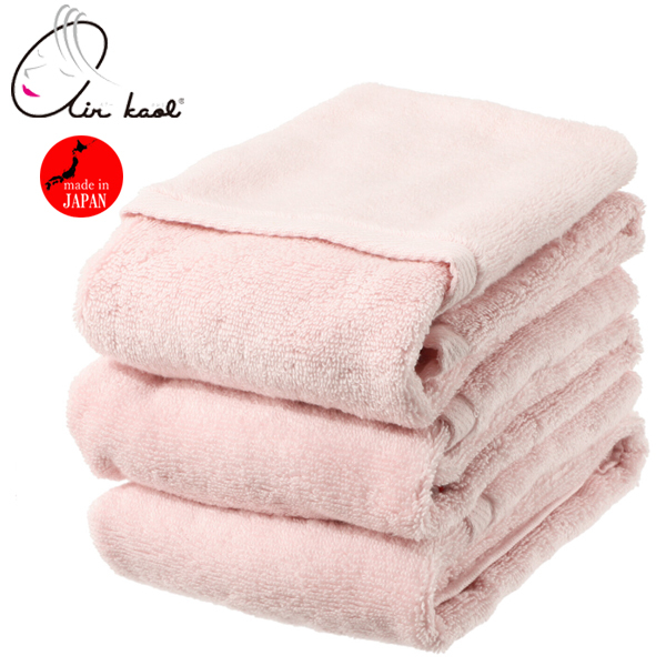 送料300円(税込)■lc114■エアーかおるオーガニック フェイスタオル 同色3枚組 パウダーピンク 日本製 7590円相当【シンオク】拍卖