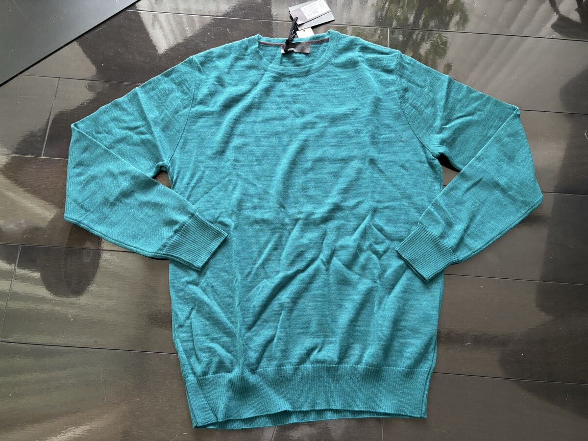 新品未使用 ハマキホ HAMAKI-HO ウール・アクリル素材 クルーネックニット グリーン系 sizeL 48サイズ拍卖