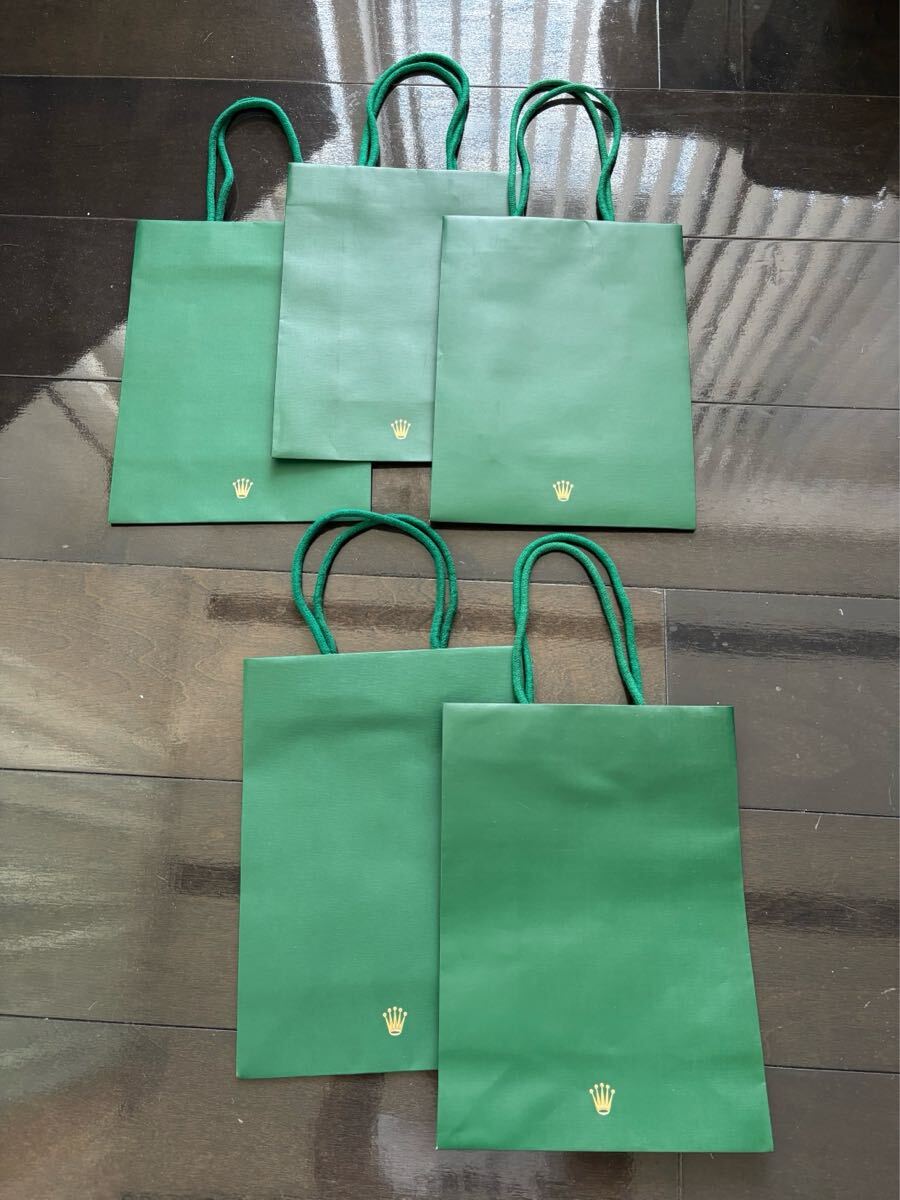 美品 ロレックス ROLEX 純正紙袋 ショッパー グリーンカラー 王冠マーク入り 4種類サイズ計25枚セット拍卖