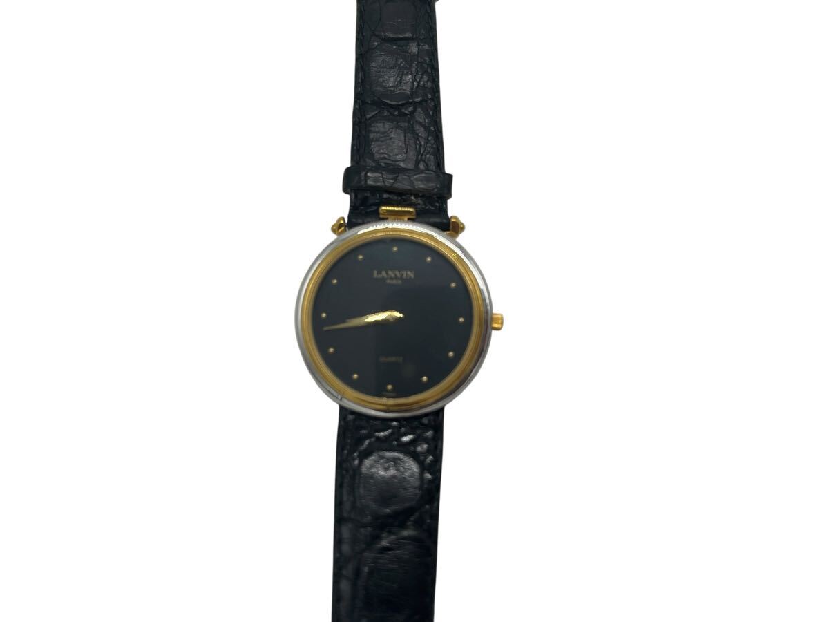 送料込 電池切 LANVIN クオーツ 56032 黒文字盤 腕時計拍卖