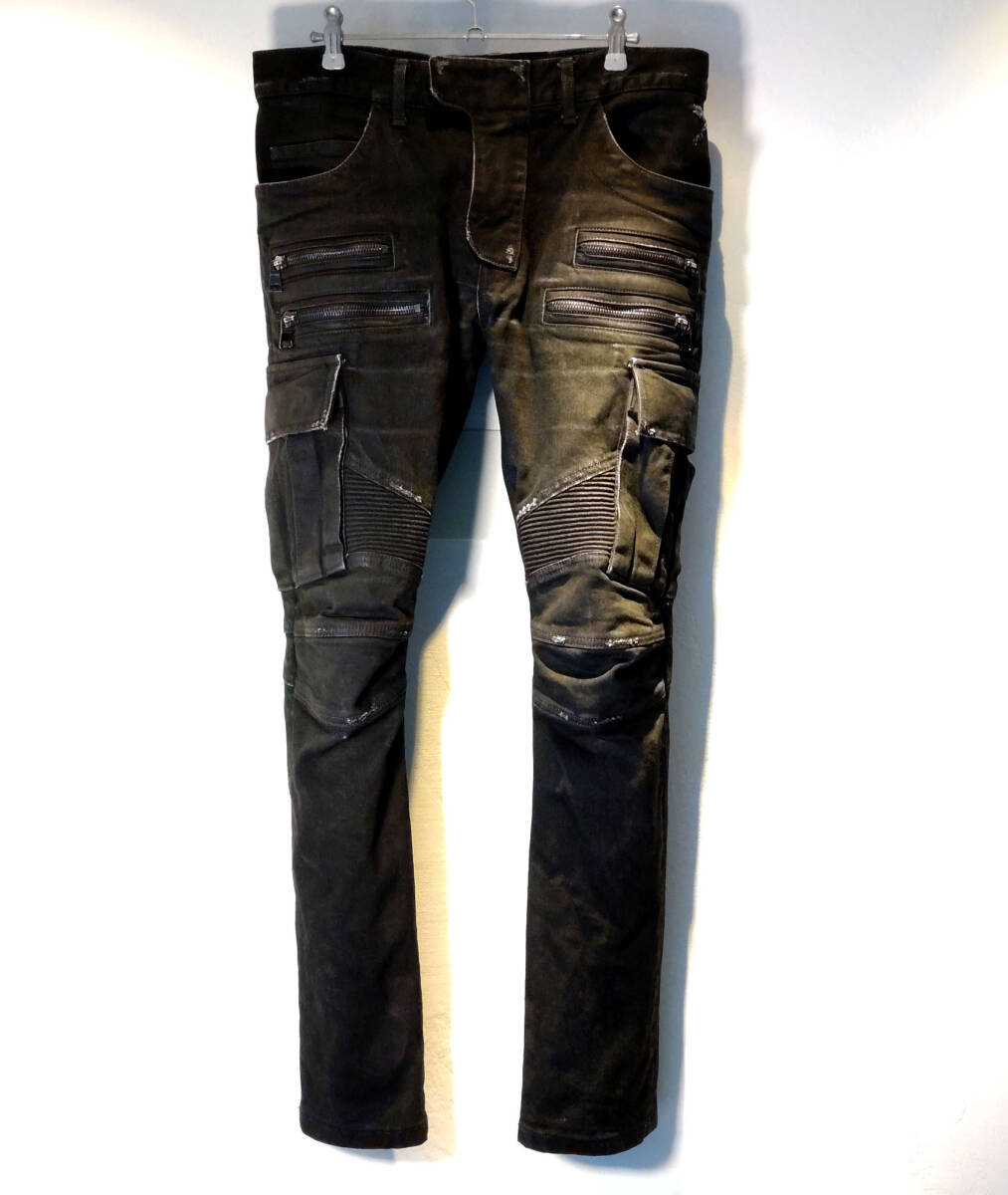 BALMAN(バルマン)コーティングストレッチバイカーデニム 30拍卖