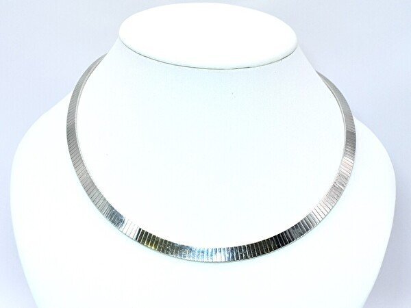 チョーカー ネックレス 首飾り 925 Silver ITALY オメガチェーン メタル スタイリッシュ シンプル ジュエリー/シルバ―/1円スタート/AY拍卖