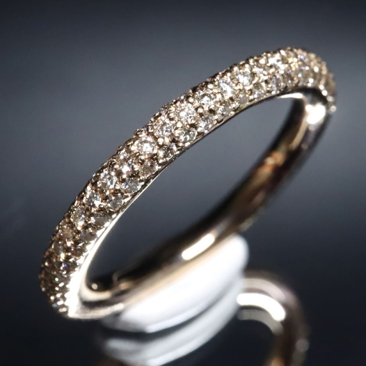 K18PG!!0.40ct!!◆天然ダイヤモンドハーフエタニティリング◆N 約3.8g 約11号 #11 ピンクゴールド diamond 指輪 ジュエリー EE1/EE8 X527拍卖