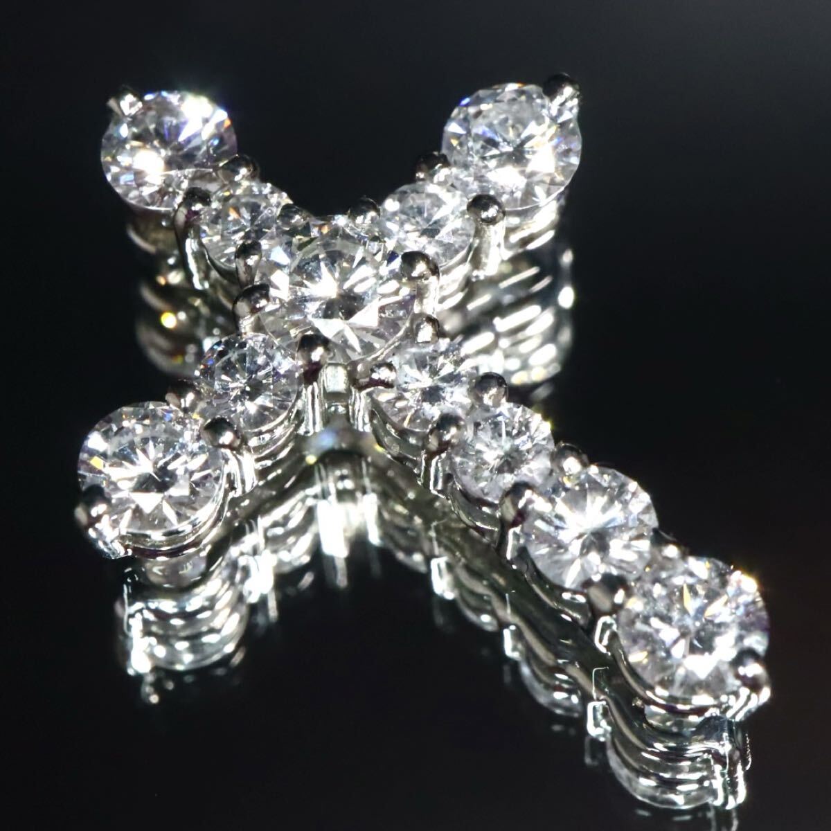 Pt900!!1.02ct!!【TASAKI(田崎真珠)】◆クロスモチーフ天然ダイヤモンドペンダントトップ◆N 約2.2g 十字架 ネックレス ED7/EF8 X532拍卖