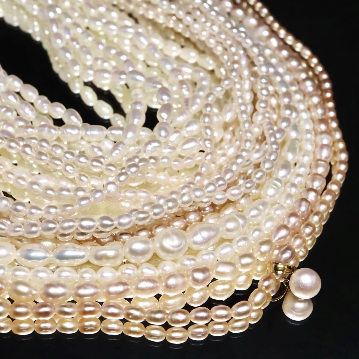 K18入り!!【セット売り】◆本真珠ネックレス7点おまとめ◆N 約210.4g pearl パール necklace ジュエリー ホワイト系 ロング DF0/EA3 X543拍卖
