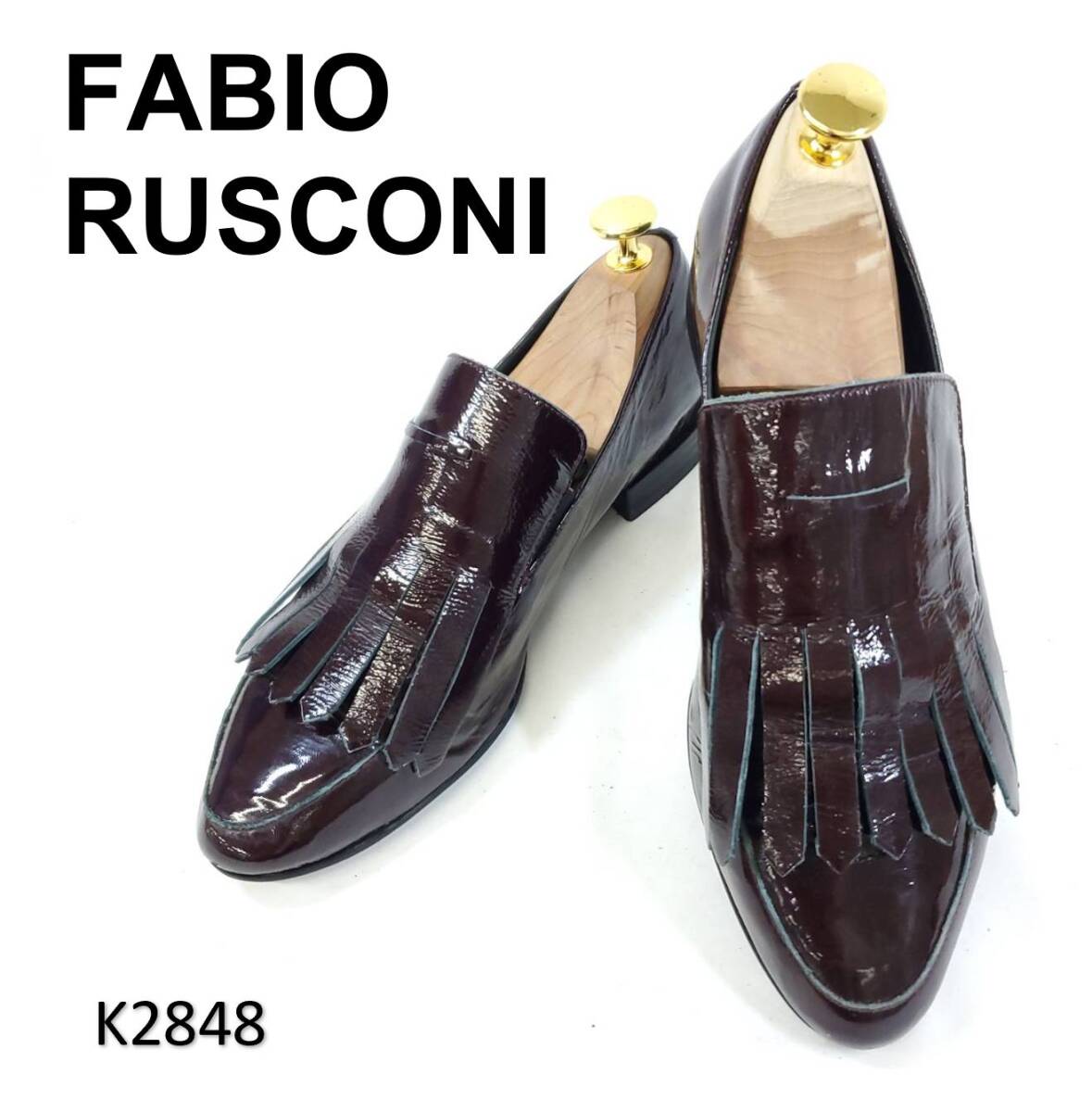 ファビオルスコーニ ポインテッドトゥ キルト バーガンディ エナメル EU36拍卖