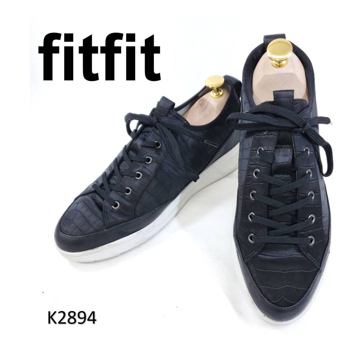 フィットフィット サテン×レザー 希少モデル スニーカー ブラック 25cm拍卖