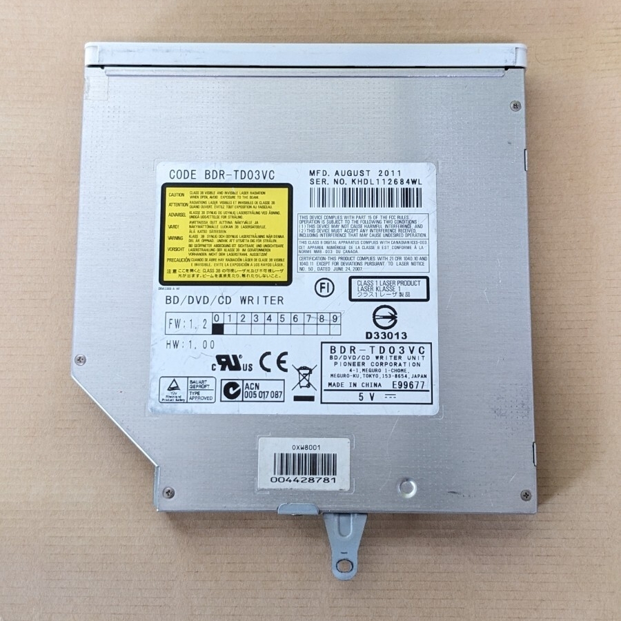 Pioneer 内蔵ブルーレイドライブ BDR-TD03VC ベゼル付き 動作確認済み Blu-ray 12.7mm拍卖