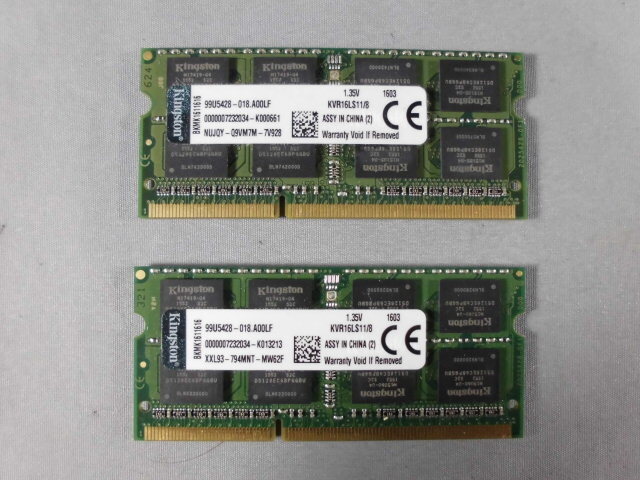『8GB×2枚』 『PC3L-12800』 kingstonチップ拍卖