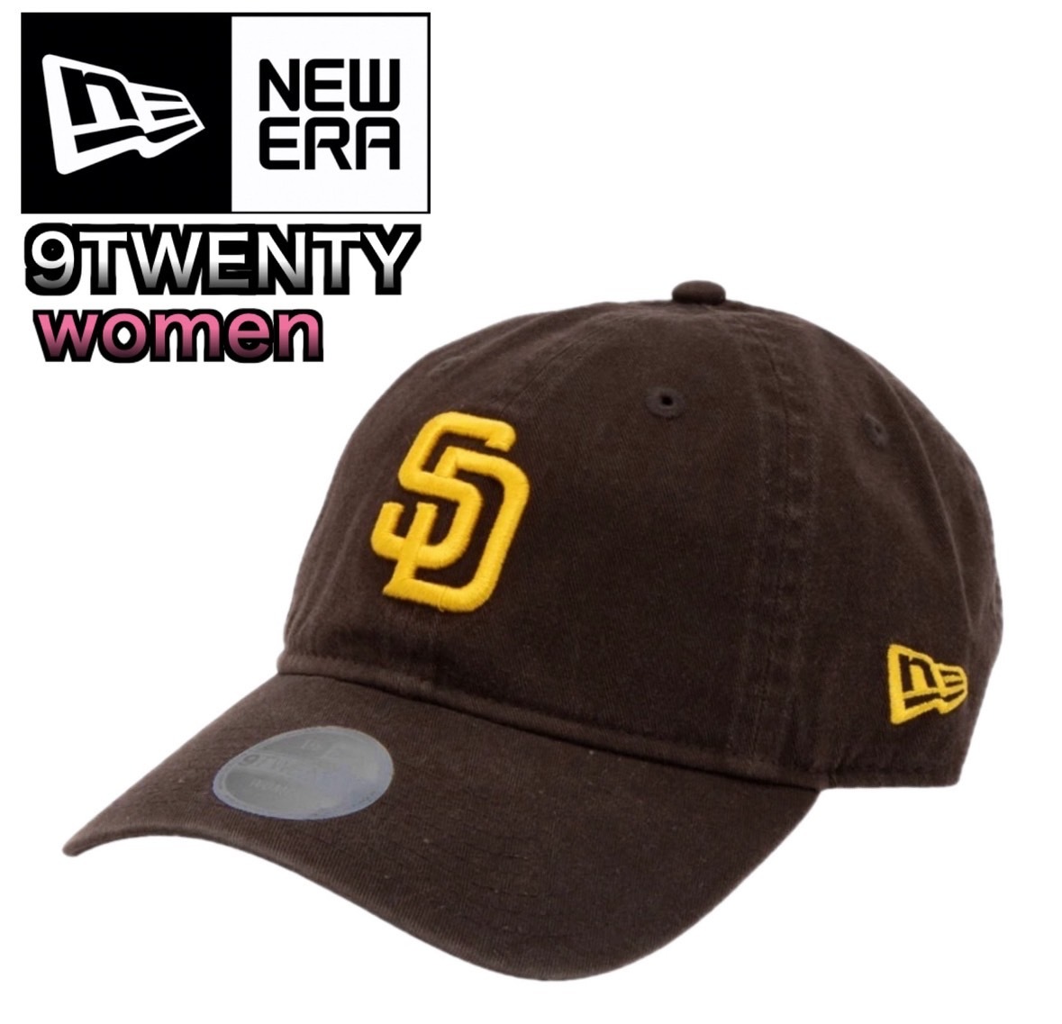 ニューエラ キャップ 帽子 パドレス ブラウン×イエロー 920 柔らか レディースサイズ 女性 刺繍ロゴ 調整可 NEWERA 9TWENTY WOMEN 新品拍卖