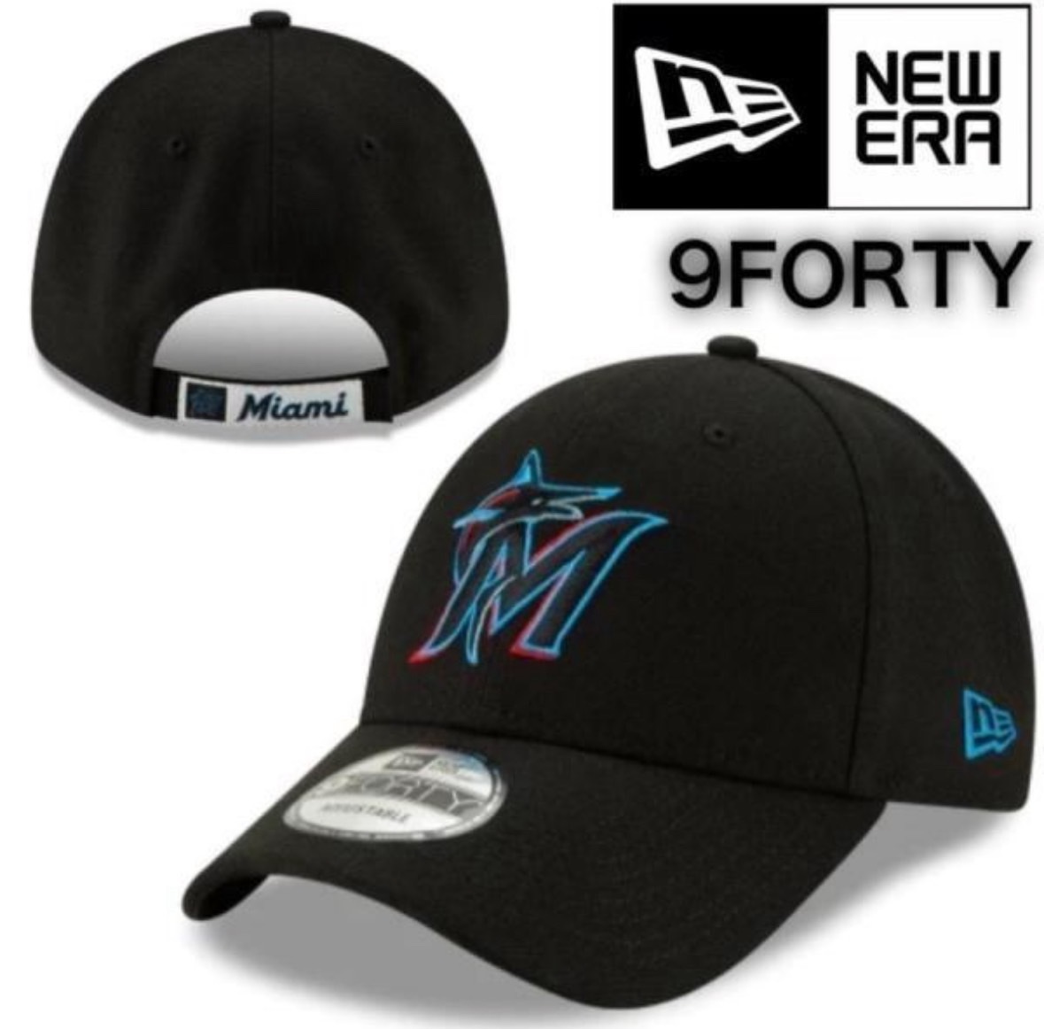 ニューエラ キャップ 帽子 ナインフォーティ マーリンズ ブラック ベースボールキャップ MLB ベルクロ 男女兼用 NEWERA 9FORTY 新品拍卖
