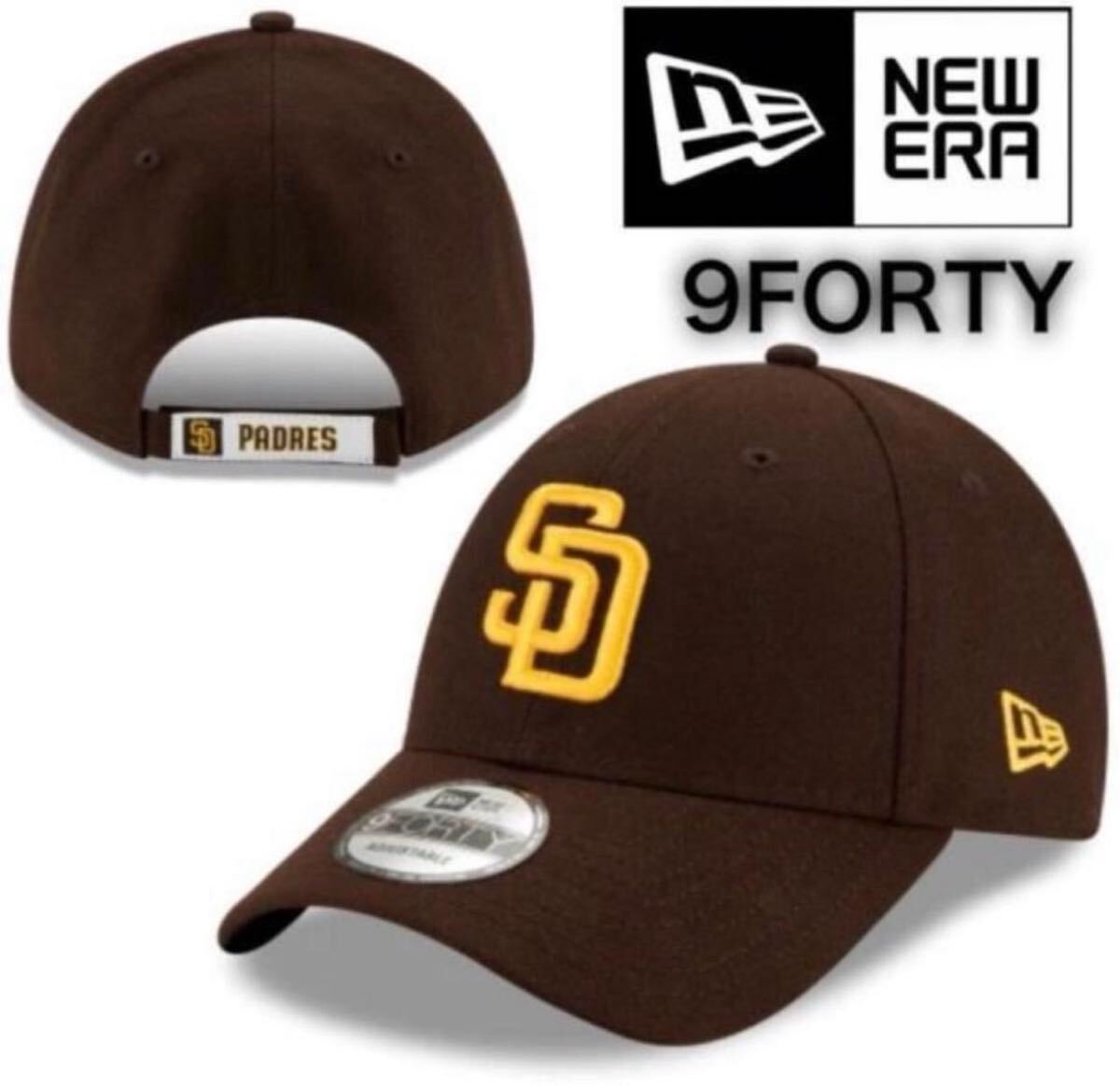 ニューエラ キャップ 帽子 ナインフォーティ 9FORTY パドレス ブラウン×イエロー ベースボールキャップ MLB ベルクロ NEWERA 9FORTY 新品拍卖