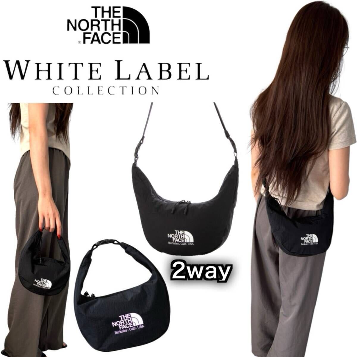 ザ ノースフェイス ショルダーバッグ クロワッサンバッグ ホワイトレーベル NN2PR18J ブラック 韓国 THE NORTH FACE WL HOBO BAG MINI 新品拍卖
