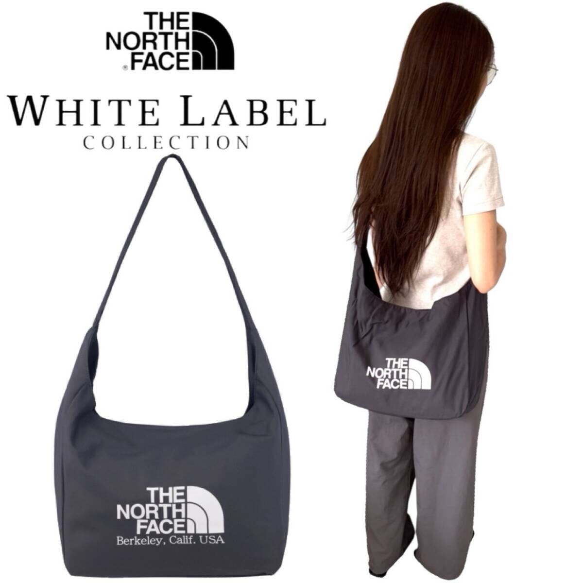 ザ ノースフェイス ショルダーバッグ ホワイトレーベル NN2PR21M/L/K/J ダークグレー カバン A4対応 韓国 THE NORTH FACE BIG LOGO 新品拍卖