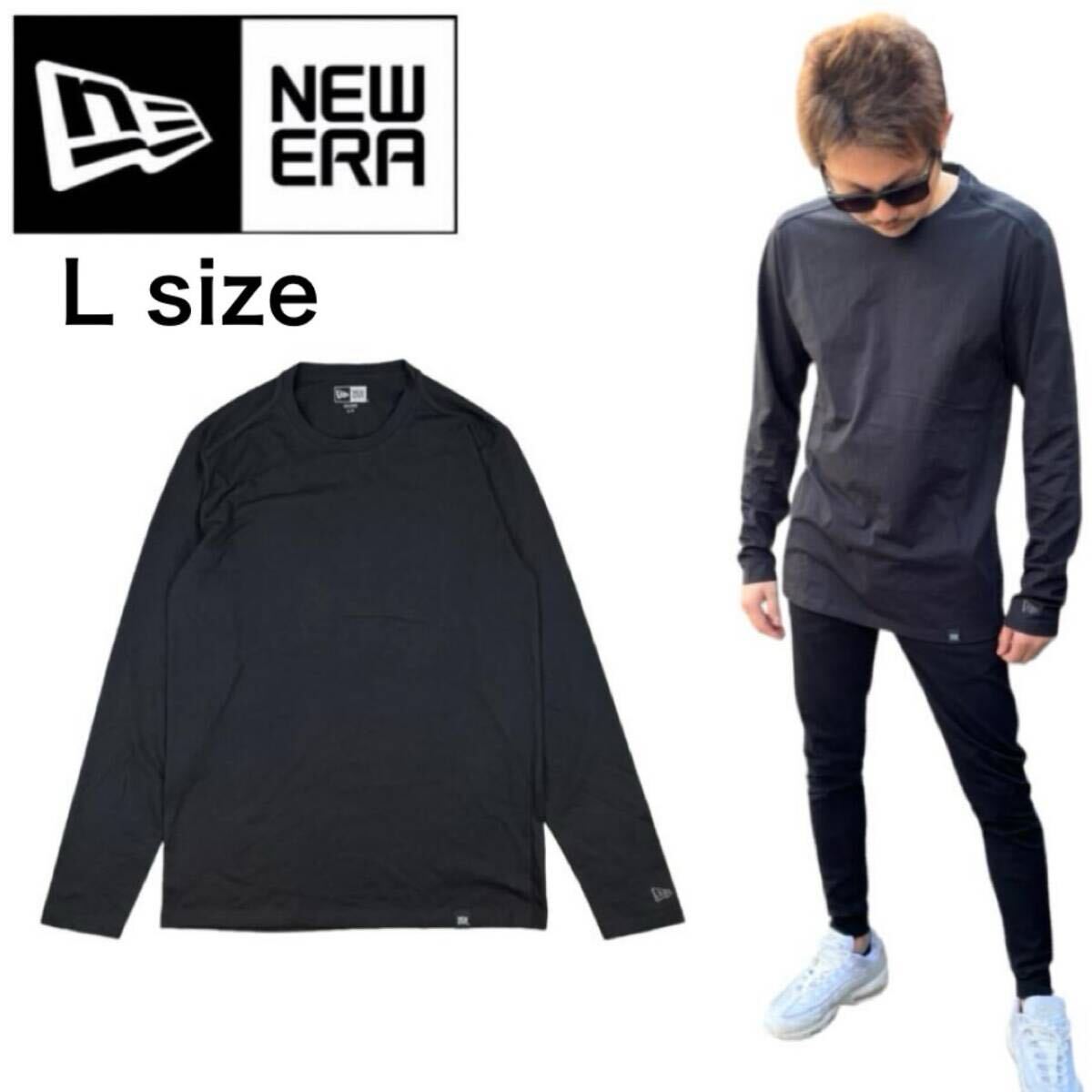 ニューエラ 長袖Tシャツ NEA102 ブラック Lサイズ メンズ レディース クルーネック 男女兼用 NEWERA HERITAGE BLEND LONG SLEEVE 新品拍卖