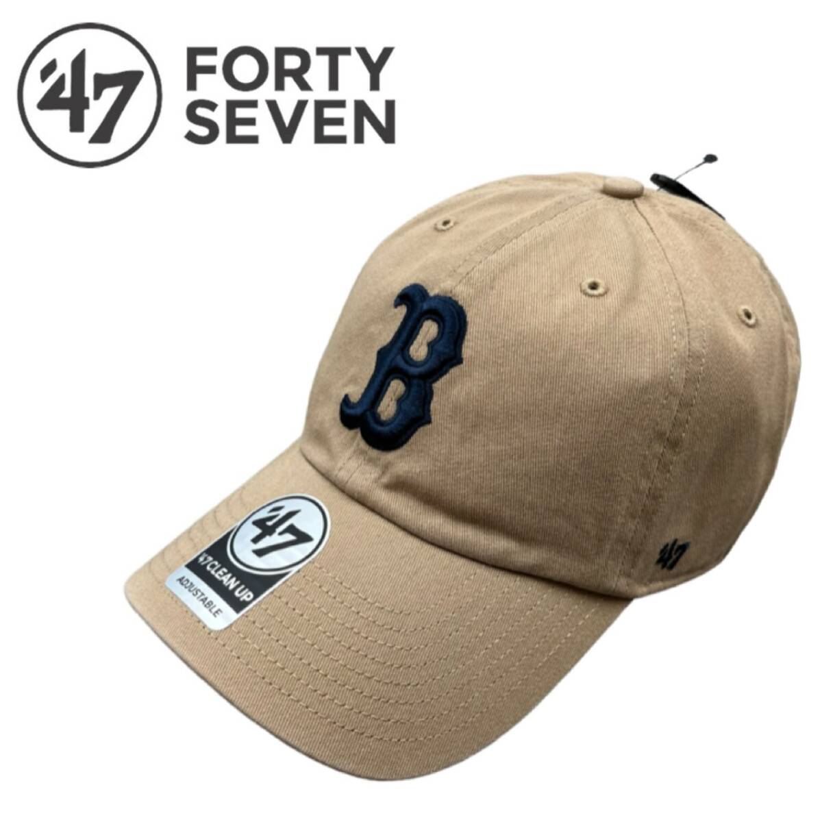 47BRAND キャップ 帽子 フォーティーセブン ブランド レッドソックス カーキ オールシーズン コットン素材 47BRAND CLEAN UP 新品拍卖