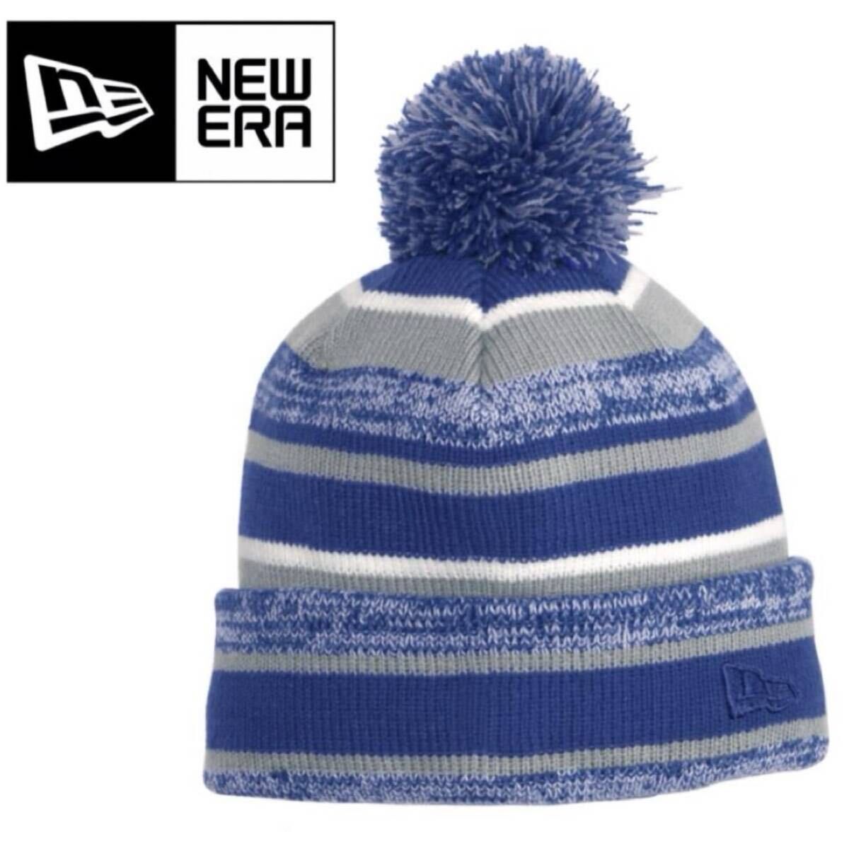ニューエラ ニット帽 ビーニー NE902 ロイヤル/グレー サイドロゴ 帽子 裏起毛 メンズ レディース 男女 NEWERA SIDELINE BEANIE 新品拍卖