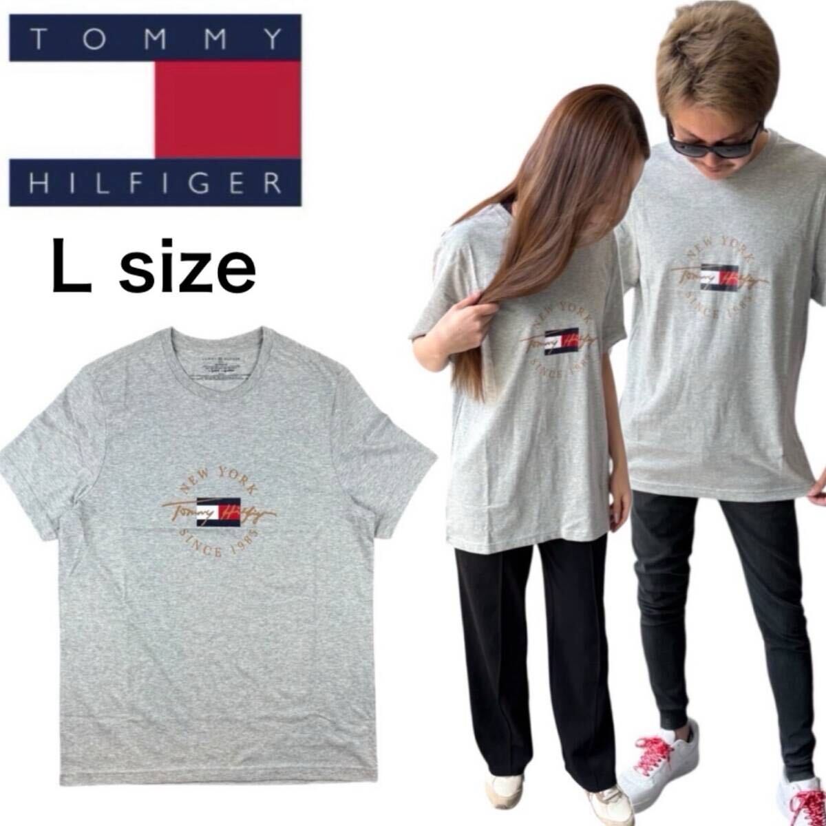 トミーヒルフィガー 半袖 Tシャツ 09T4510 グレー Lサイズ クルーネック メンズ レディース トップス TOMMY HILFIGER S/S CREW NECK 新品拍卖