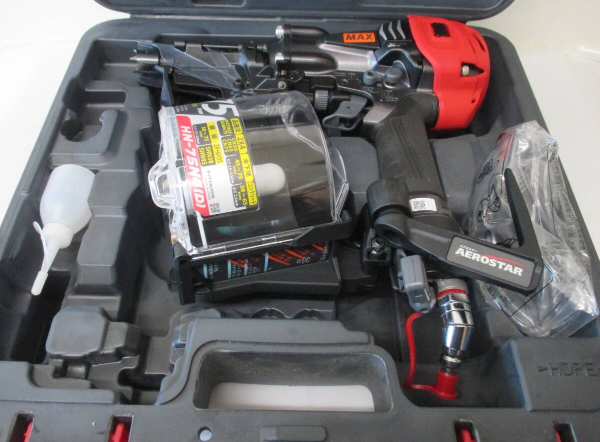 未使用 MAX 75mm高圧釘打ち機 HN-75N4(D)-G マックス釘打ち機スーパーネイラ コイルネイラ拍卖