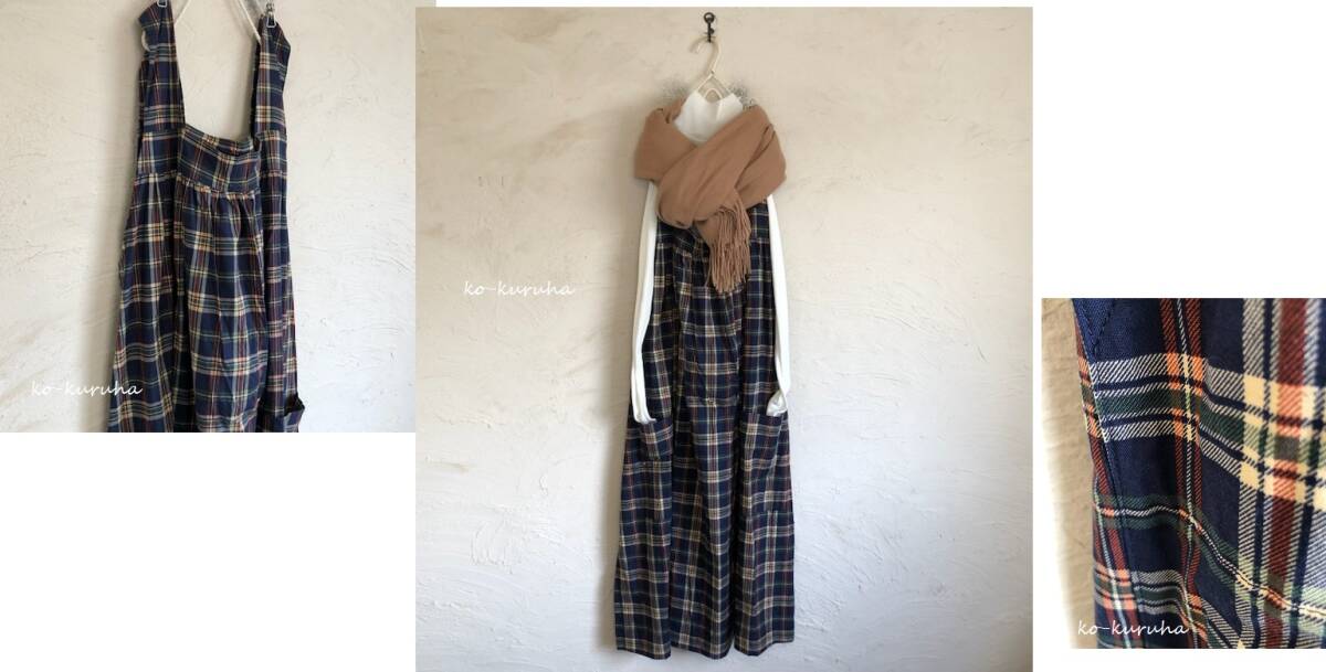 ハンドメイド::微起毛秋色チェックコットン。サロOP拍卖