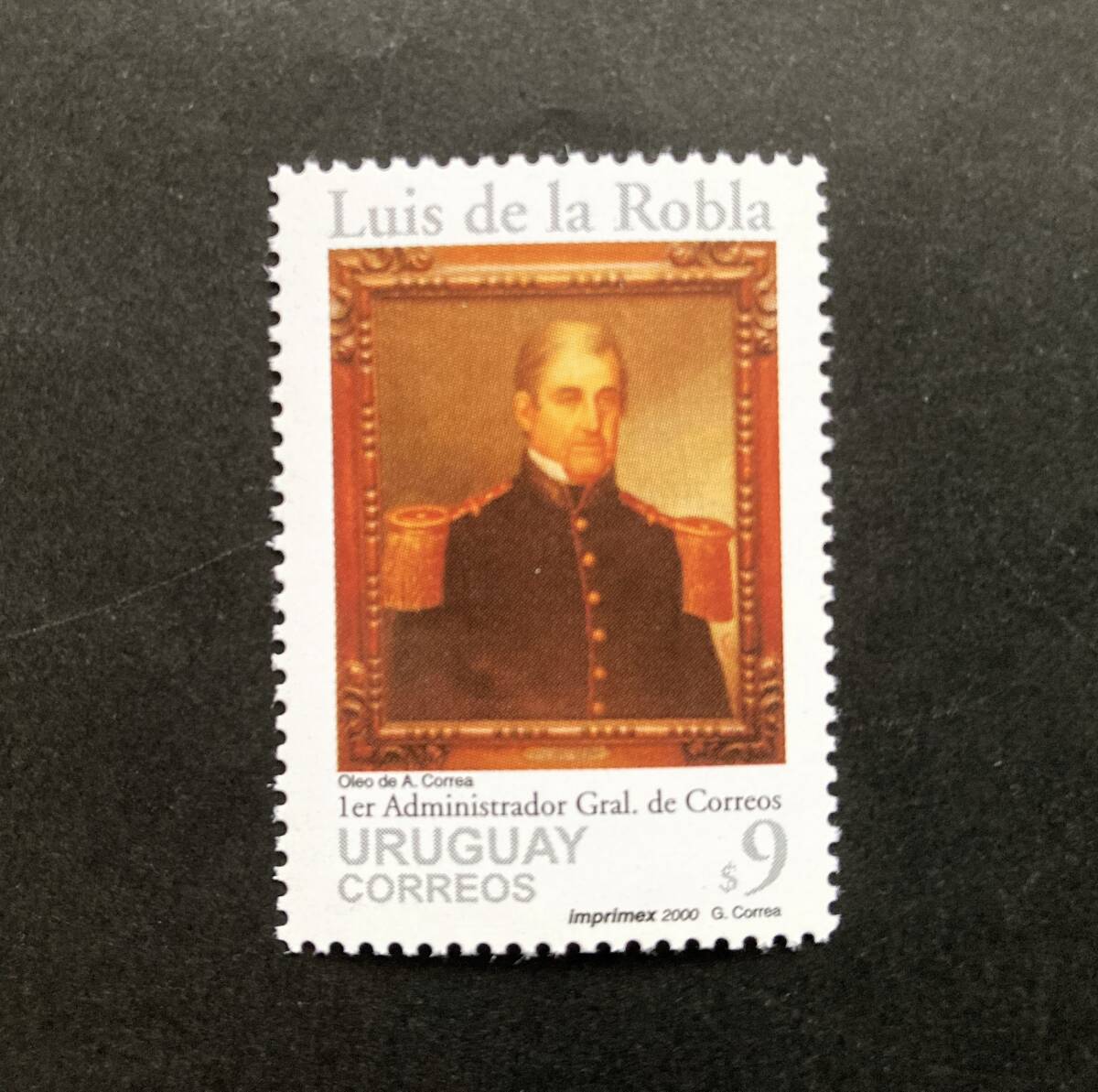 外国切手:ウルグアイ切手 「Luis de la Robla(初代郵政長官)」1種完 未使用拍卖