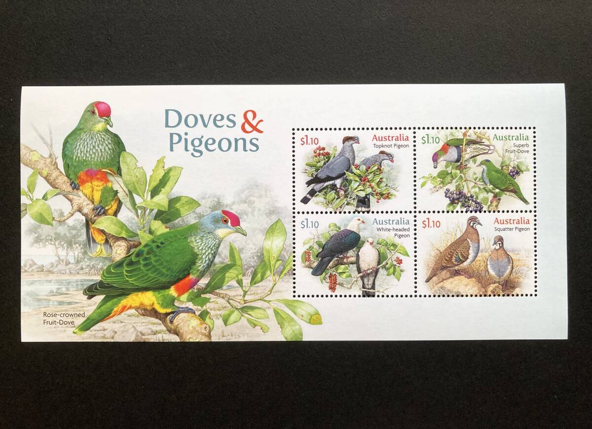 外国切手: オーストラリア切手「ハト」 4種m/s 未使用拍卖
