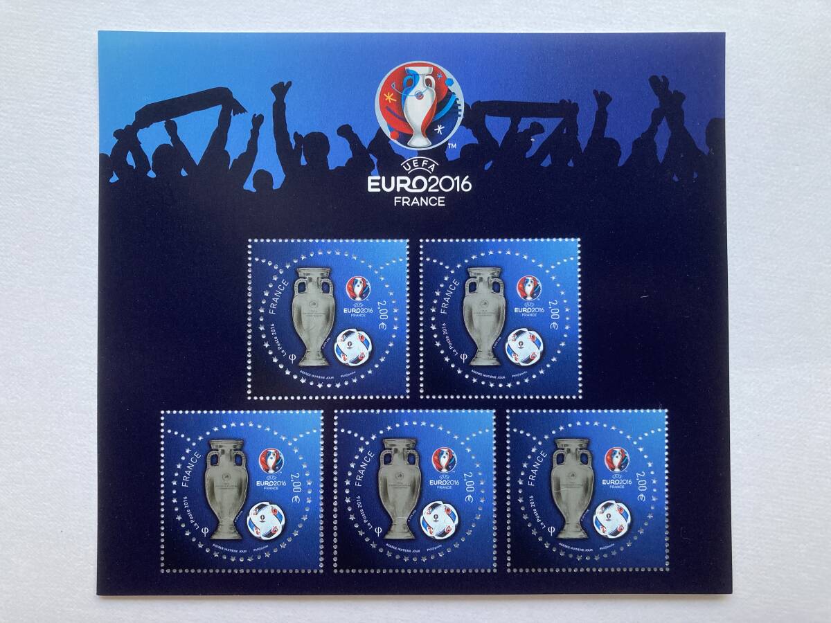 外国切手: フランス切手 「EURO 2016(サッカー欧州選手権)」限定版(額面2ユーロ)・特殊印刷 5面m/s 未使用拍卖