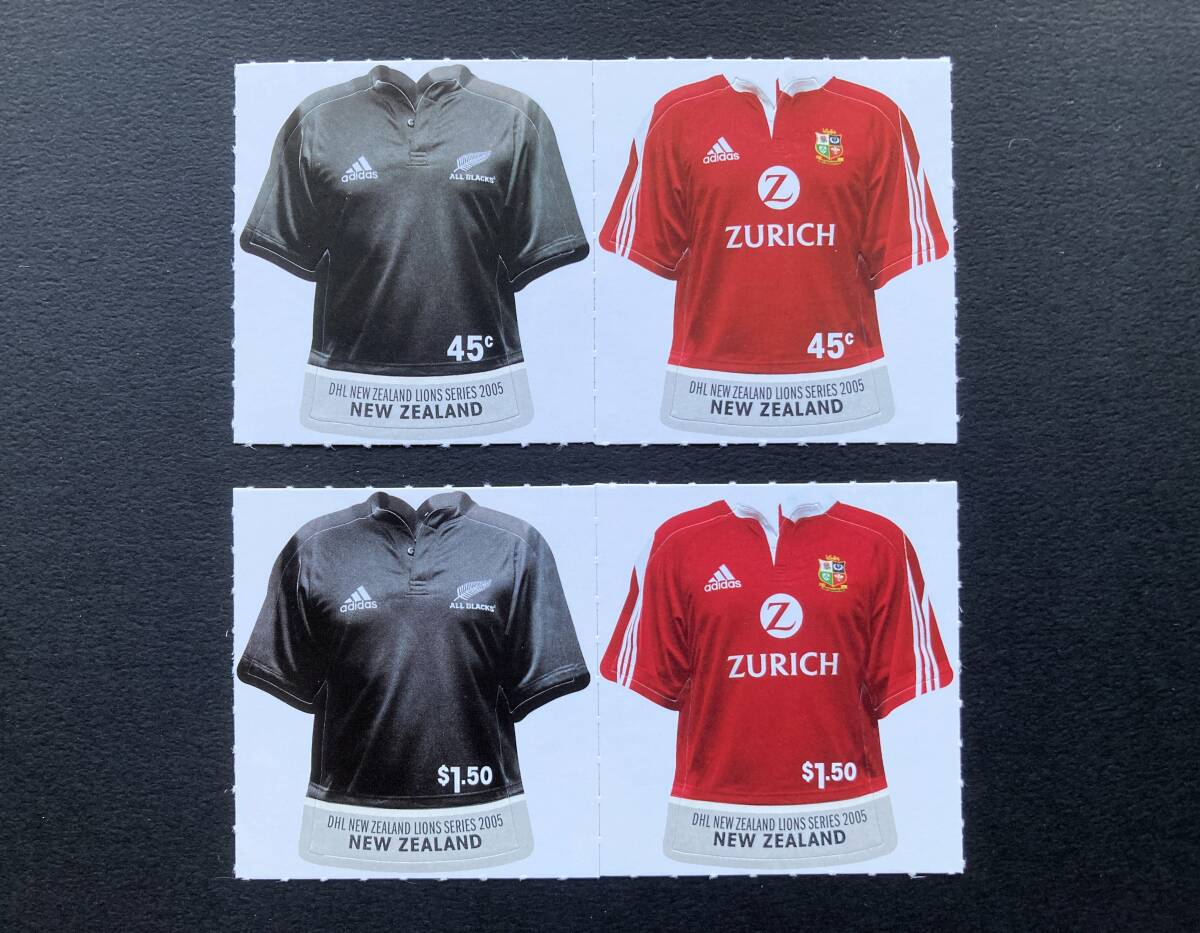 外国切手: ニュージーランド切手 「DHL New Zealand Rugby Series」変形切手 4種完(2種連刷×2) 未使用拍卖