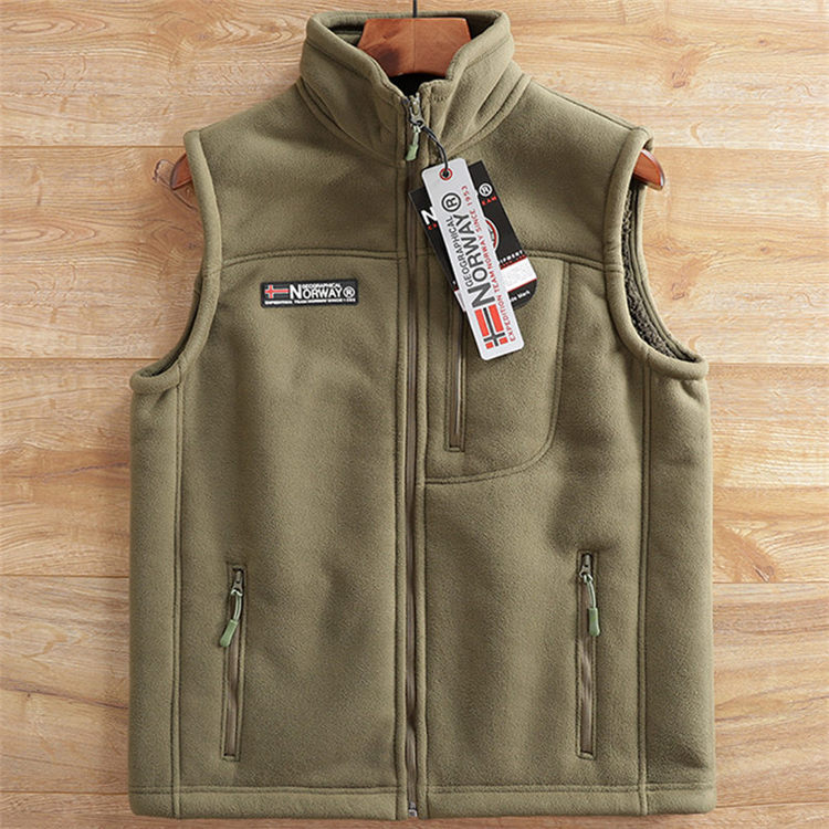 Y827-XL グリーン 新品 フリースベスト 山系デザイン アウトドア風 スタンドカラー 厚手 防寒 暖かさ 冬 裏ボア アウター メンズ トップス拍卖