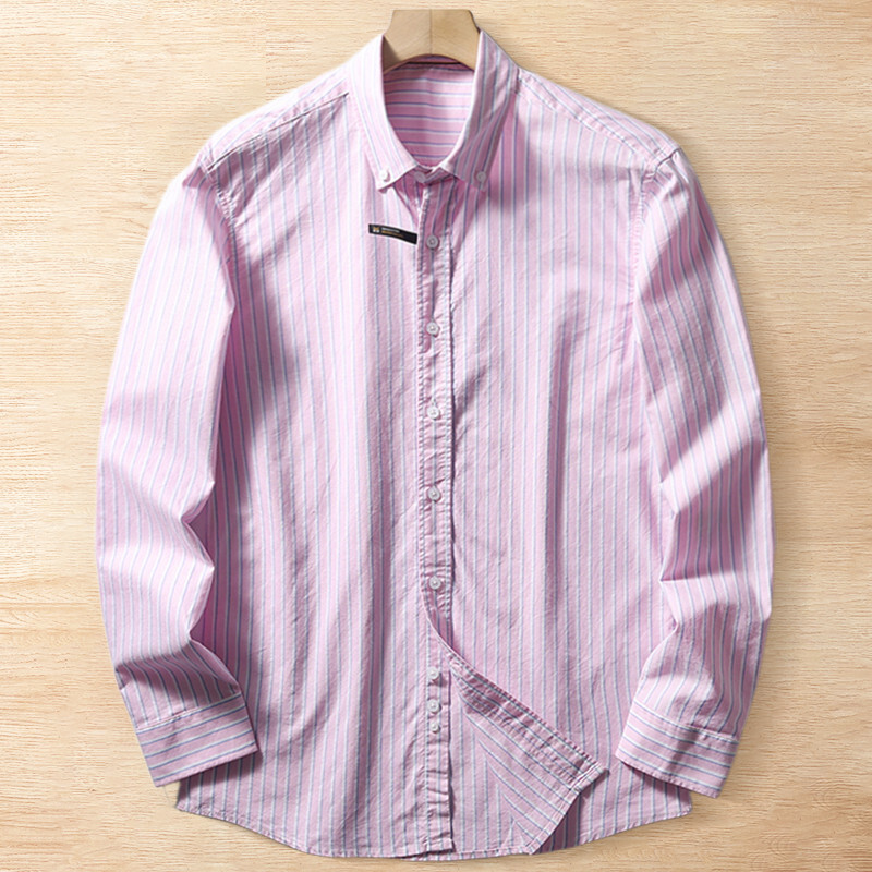 A6928-3XL 新品 DCKMANY ピンク ストライプシャツ 綿100% 長袖シャツ オックスフォード 春秋 コットン メンズ ボダンダウン ワイシャツ拍卖