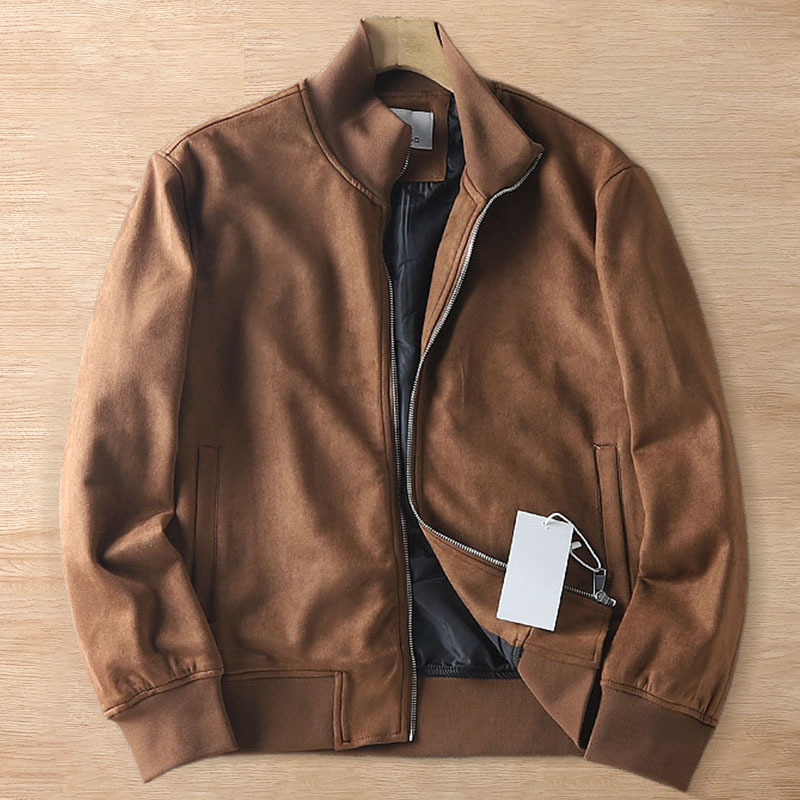 Y6493-XL ブラウン 新品 スエードジャケット フライトジャケット 暖かさ 秋冬 通気 立ち襟 防風 ジップアップ ストレッチメンズ トップス拍卖