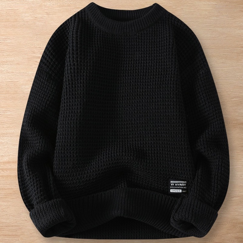 Y203-2XL ブラック 新品DCKMANY ウール混 ニット セーター プルオーバー ふんわり 編み 長袖 無地 暖かい 防寒 厚手 秋冬 メンズ トップス拍卖