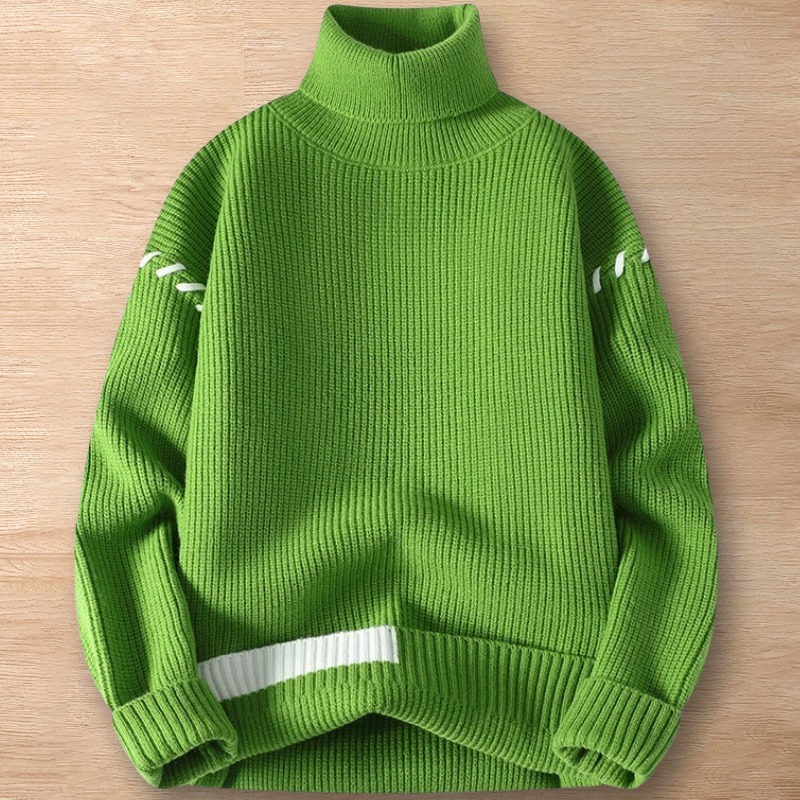 Y261-L グリーン 新品DCKMANY ウール混 セーター タートルネック プルオーバー リブ編み ニット 秋冬 厚手 暖かい 長袖 メンズ トップス拍卖